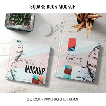 Square book mockup