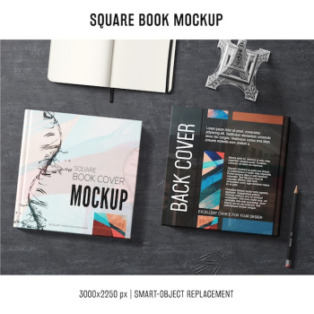 Square book mockup