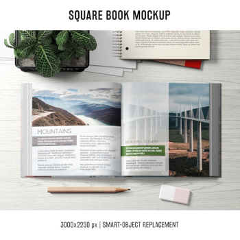 Square book mockup