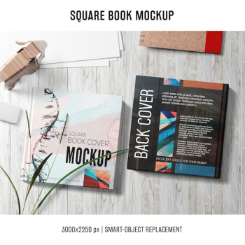 Square book mockup