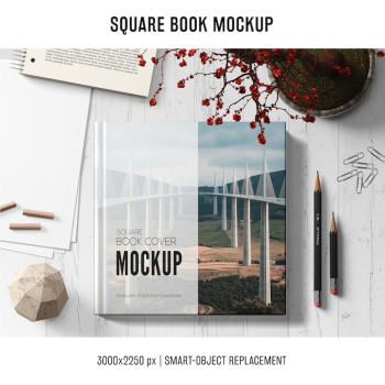 Square book mockup