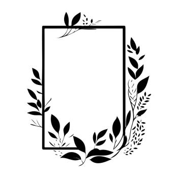 Square frame leaves floral illustration