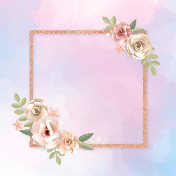 Square paper craft flower badge psd Square paper craft flower badge psd
