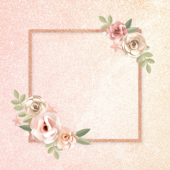 Square paper craft flower badge psd Square paper craft flower badge psd