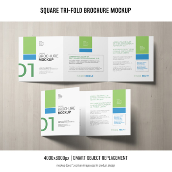 Square tri-fold brochure mockup Free Psd