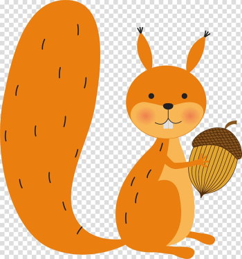 Squirrel holding acorn illustration, Squirrel Drawing Illustration, Yellow Squirrel transparent background PNG clipart