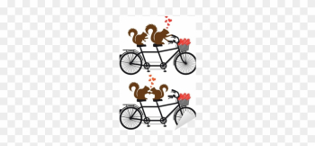 Squirrels In Love On Bicycle, Vector Sticker • Pixers® - Wedding Tandem Bike Clipart