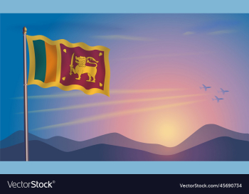 sri lanka flag in the morning sun