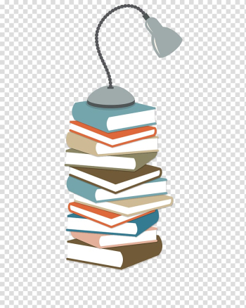 Stack of books with goose neck lamp illustration, Student Corporate Education Learning University, colored books on the table lamp transparent background PNG clipart