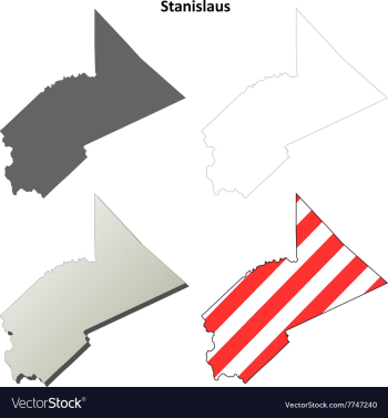 Stanislaus County California outline map set vector image Stanislaus County California outline map set vector image