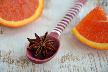 Star Anise on Red Spoon Star Anise on Red Spoon