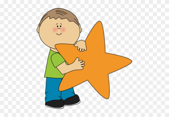 Star Clip Art An Orange Image Little Boy Holding - Kid Star Clipart