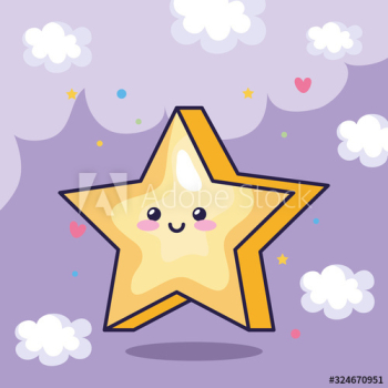 star magic kawaii with cute decoration design star magic kawaii with cute decoration design