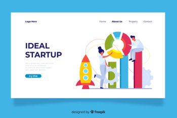 Startup landing page concept Free Vector Startup landing page concept Free Vector