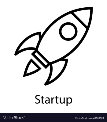 startup line icon launch speed spaceship