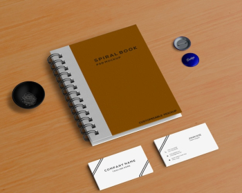 Stationery concept with spiral book mockup