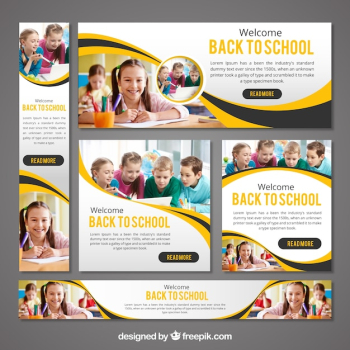 Stationery set of back to school banners