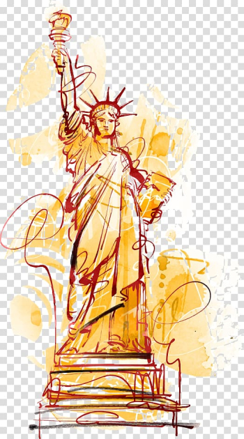 Statue of Liberty , Statue of Liberty Cartoon Illustration, Hand-painted Statue of Liberty transparent background PNG clipart