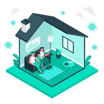 Stay at home concept illustration Free Vector