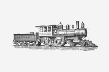 Steam locomotive, transportation illustration. Free | Free Photo Illustration - rawpixel