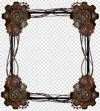 Steampunk Border, brown frame transparent background PNG clipart