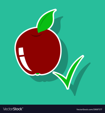 Sticker apple with leaf realistic fresh vector image Sticker apple with leaf realistic fresh vector image