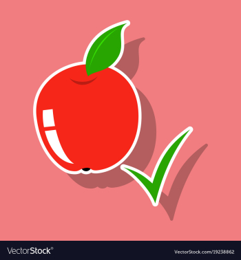 Sticker apple with leaf realistic fresh vector image Sticker apple with leaf realistic fresh vector image