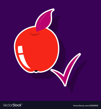 Sticker apple with leaf realistic fresh vector image Sticker apple with leaf realistic fresh vector image