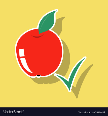 Sticker apple with leaf realistic fresh vector image Sticker apple with leaf realistic fresh vector image