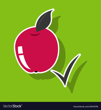 Sticker apple with leaf realistic fresh vector image Sticker apple with leaf realistic fresh vector image