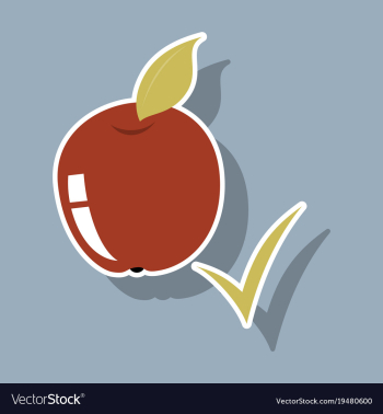 Sticker apple with leaf realistic fresh vector image Sticker apple with leaf realistic fresh vector image