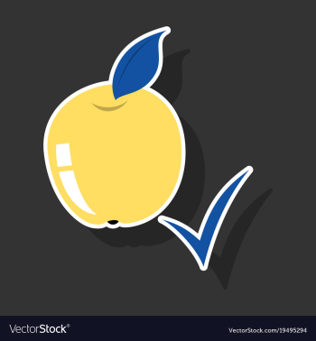 Sticker apple with leaf realistic fresh vector image Sticker apple with leaf realistic fresh vector image