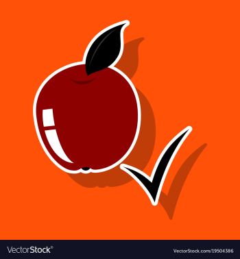 Sticker apple with leaf realistic fresh vector image Sticker apple with leaf realistic fresh vector image