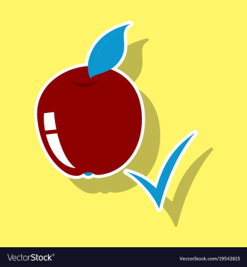 Sticker apple with leaf realistic fresh vector image Sticker apple with leaf realistic fresh vector image