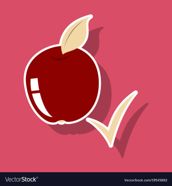 Sticker apple with leaf realistic fresh vector image Sticker apple with leaf realistic fresh vector image