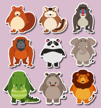 Sticker design with cute animals Sticker design with cute animals