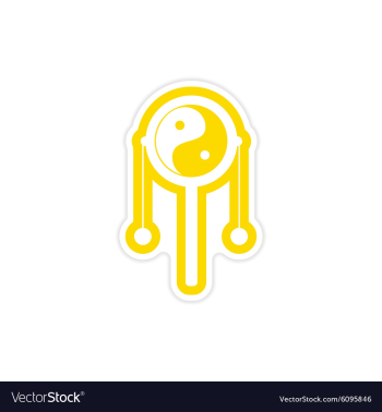 Sticker Japanese hand drum vector image Sticker Japanese hand drum vector image