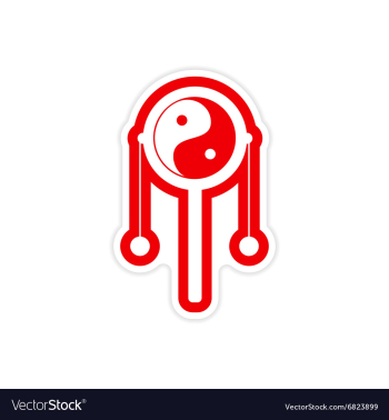 Sticker Japanese hand drum vector image Sticker Japanese hand drum vector image