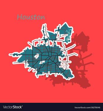 Sticker map houston city texas roads vector image Sticker map houston city texas roads vector image