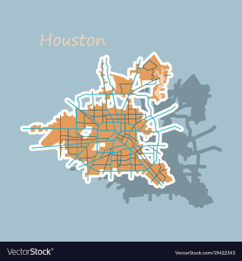 Sticker map houston city texas roads vector image Sticker map houston city texas roads vector image