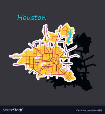 Sticker map houston city texas roads vector image Sticker map houston city texas roads vector image