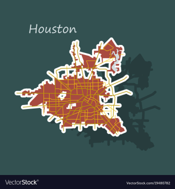 Sticker map houston city texas roads vector image Sticker map houston city texas roads vector image
