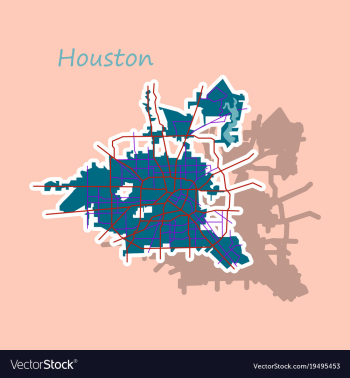 Sticker map houston city texas roads vector image Sticker map houston city texas roads vector image