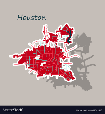 Sticker map houston city texas roads vector image Sticker map houston city texas roads vector image