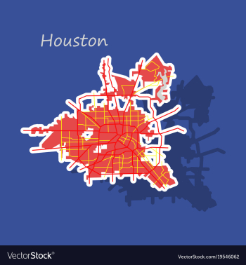 Sticker map houston city texas roads vector image Sticker map houston city texas roads vector image
