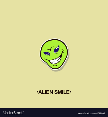 sticker of alien smiling face sticker of alien smiling face