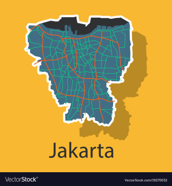 Sticker outline map of the indonesian capital vector image Sticker outline map of the indonesian capital vector image