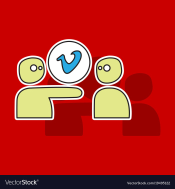 Sticker vimeo icon on background vector image Sticker vimeo icon on background vector image