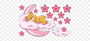 Stickers For Kids - Vinilos Oso En Las Nubes Y Luna Rosa Stickers For Kids - Vinilos Oso En Las Nubes Y Luna Rosa
