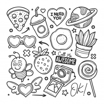 Stickers hand drawn doodle Free Vector Stickers hand drawn doodle Free Vector
